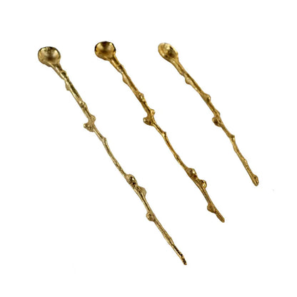 Botanical Twig Serving Spoon – Gold or Silver Cocktail & Charcuterie Spoon