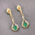 Zambian Emerald & Diamond Drop Earrings – 14K Yellow Gold