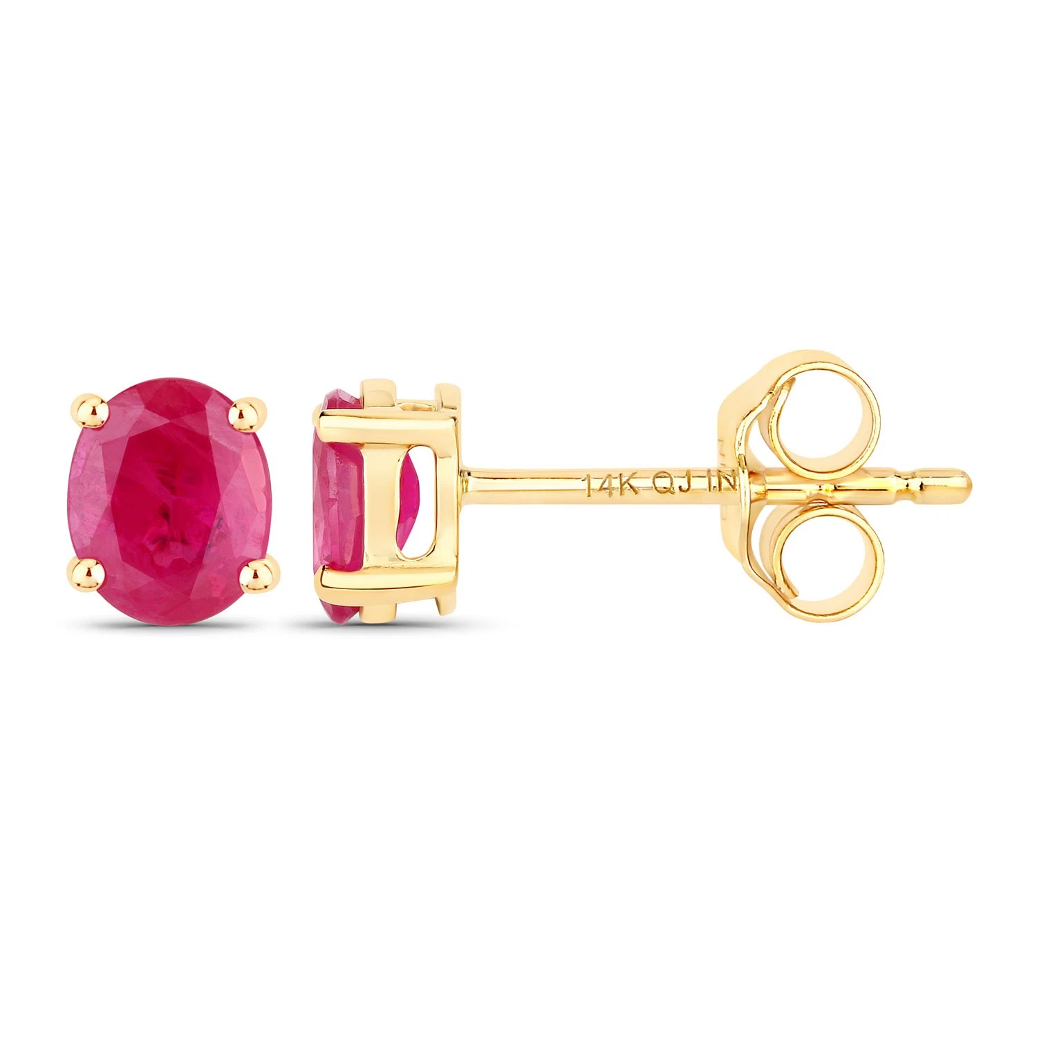 Ruby Stud Earrings | 0.60 Carat Genuine Ruby | Solid 14K Yellow Gold