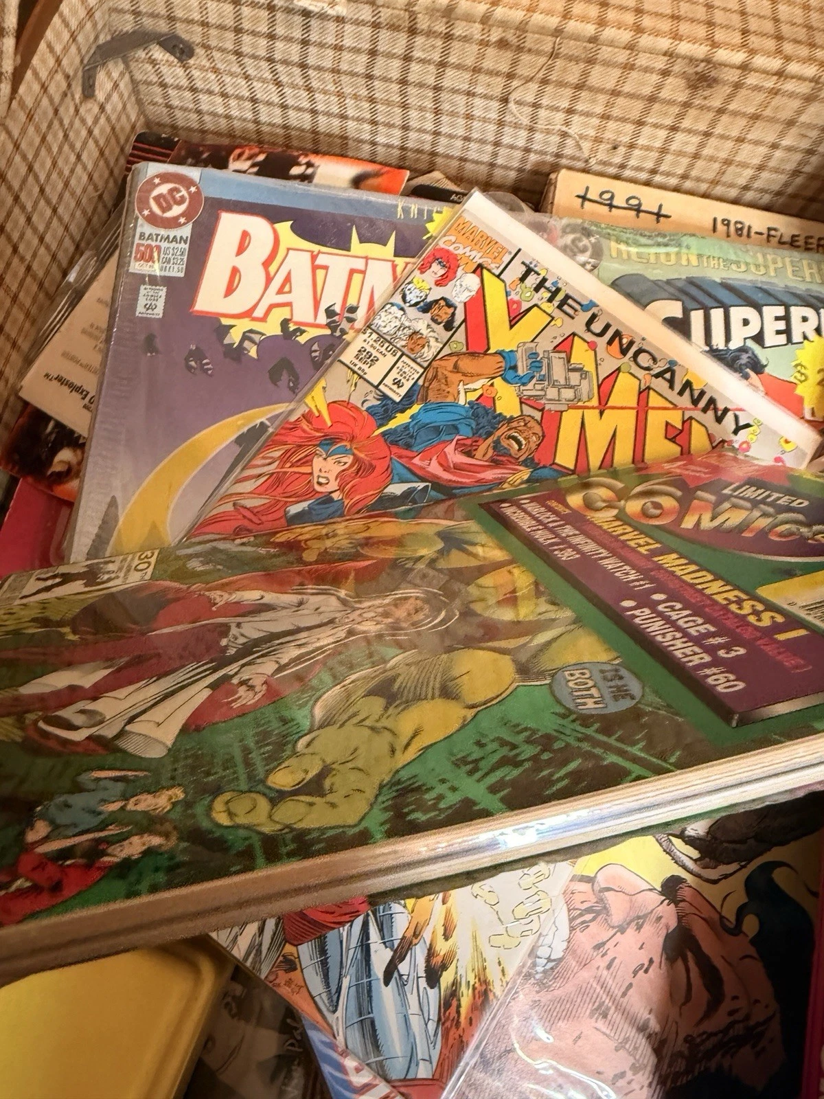 Marvel & DC 90s Comic Lot – Sealed Packs, X-Men #292, Batman #500, Doomsday Era