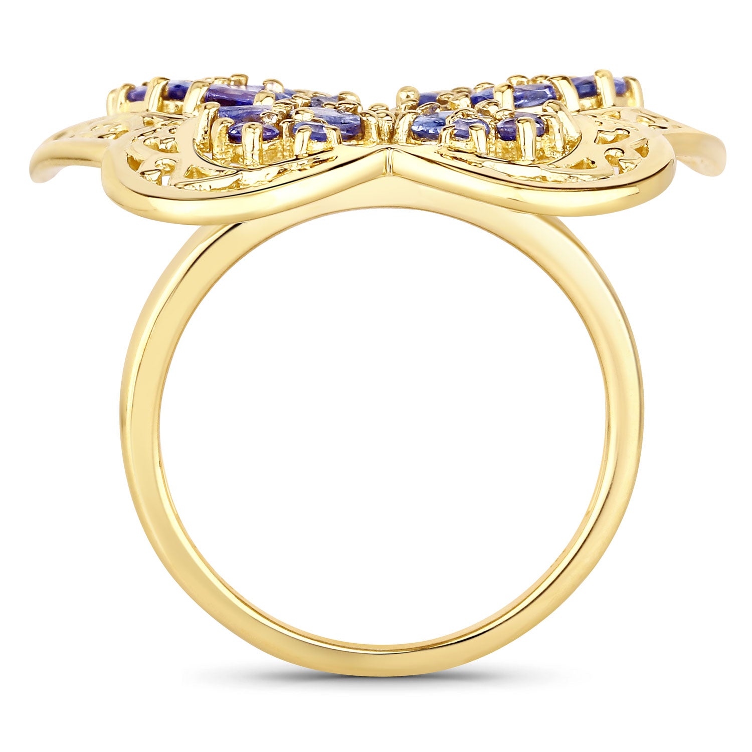 Tanzanite Butterfly Ring 925 Sterling Silver, Gold Plated, All Natural Gemstones