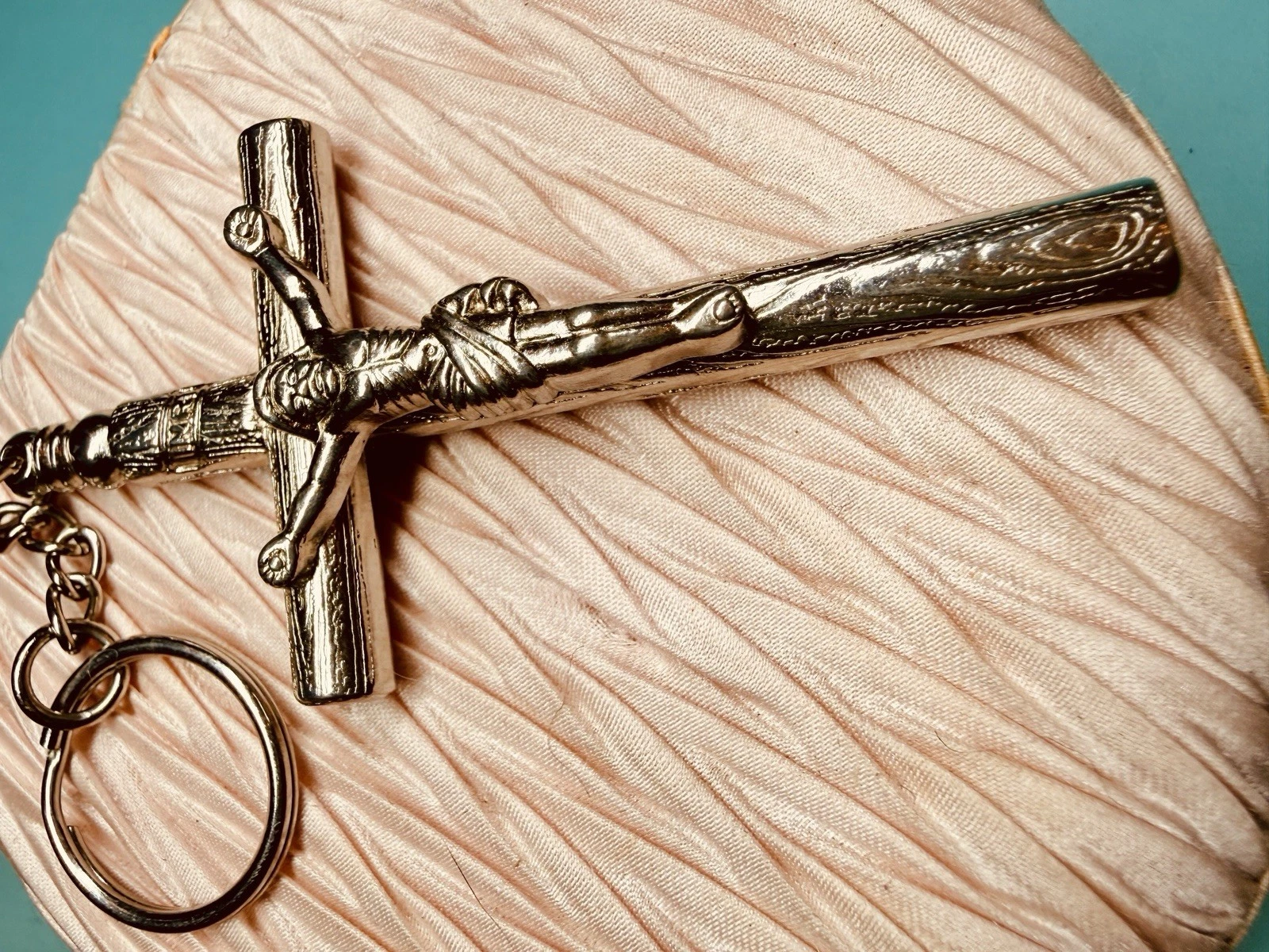 Vintage Whistle Crucifix Keychain | Metal Cross | Religious EDC