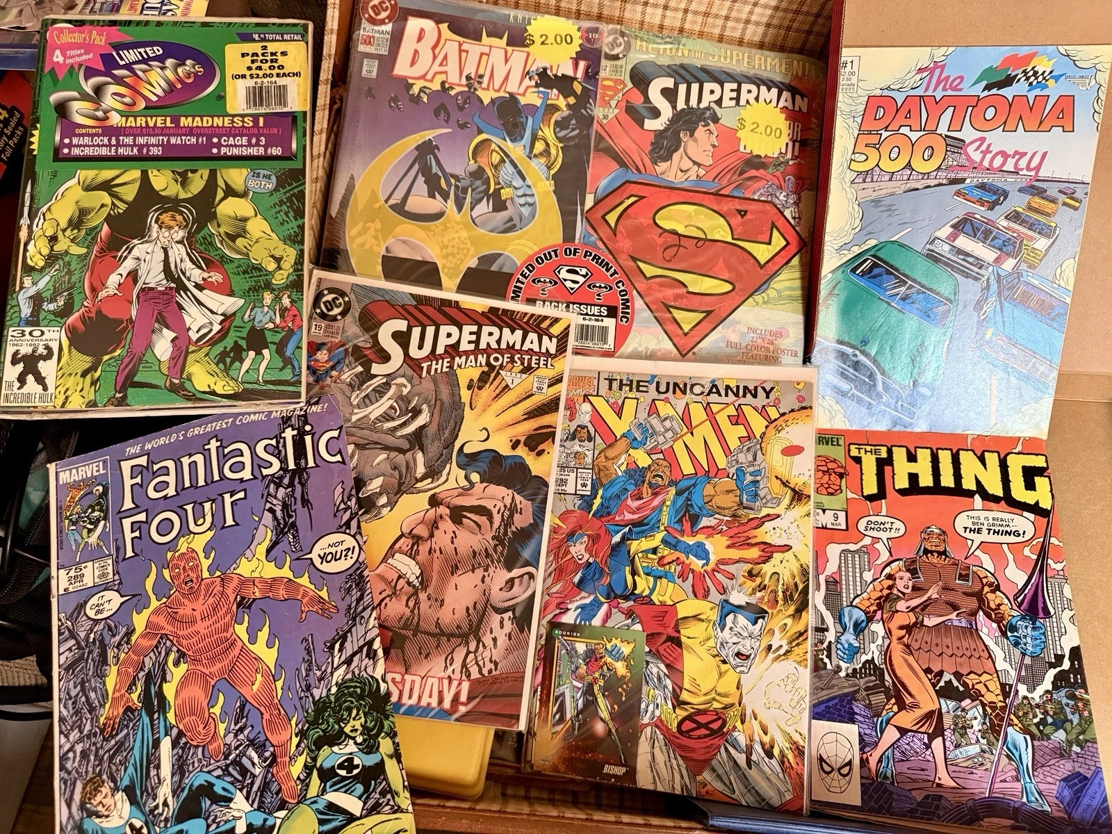 Marvel & DC 90s Comic Lot – Sealed Packs, X-Men #292, Batman #500, Doomsday Era